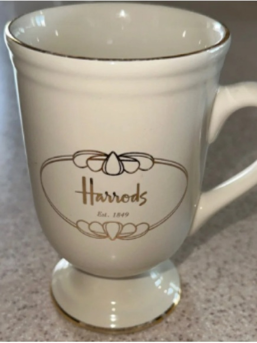 Harrods White Ceramic Mug with Gold Trim